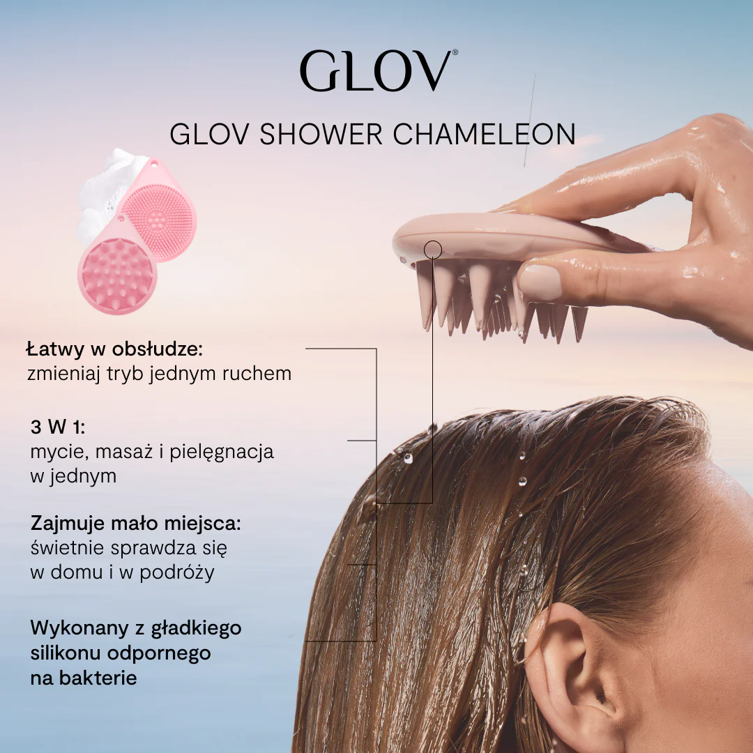 3w1 Silikonowa Myjka i Masażer do Ciała i Skóry głowy SHOWER CHAMELEON - Image 3