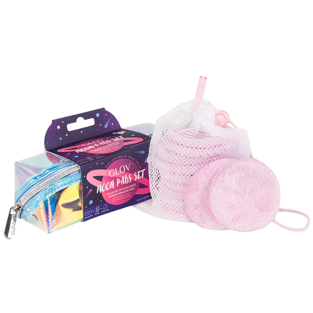 Moon Pads Set zestaw 10 płatków wielorazowego użytku w holograficznej kosmetyczce