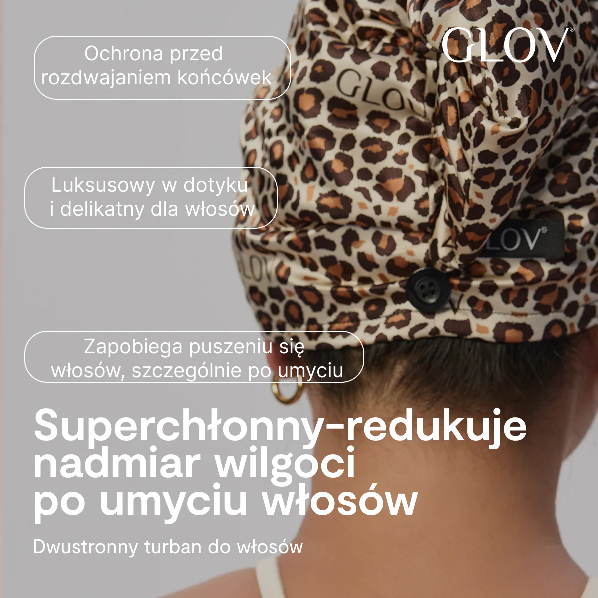 GLOV Dwustronny turban do włosów z mikrofibry i wegańskiej satyny, szybkie suszenie, anti-frizz - Image 3